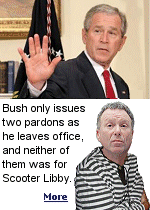 In contrast to the dozens of pardons given out by Clinton in the last few days of office, President Bush only pardoned two U.S. Border Agents who killed a drug smuggler. 